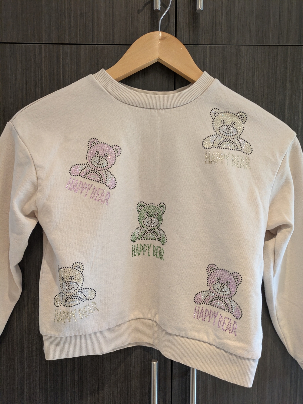 Rio Girls Happy Bear Sweatshirt Rhinestone with Pastel Teddy Bear Design